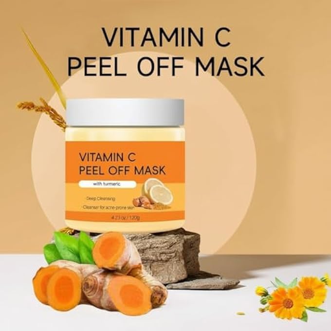 KASTWAVE VITAMIN C CLAY MASK, TURMERIC CLAY MASK FOR FACE, SMOOTH & RADIANT SKIN, PEEL OFF MASK FOR DARK SPOTS, DULL SKIN, SKINCARE FACIAL MASK FOR CONTROLLING OIL AND REFINING PORES - Image 2